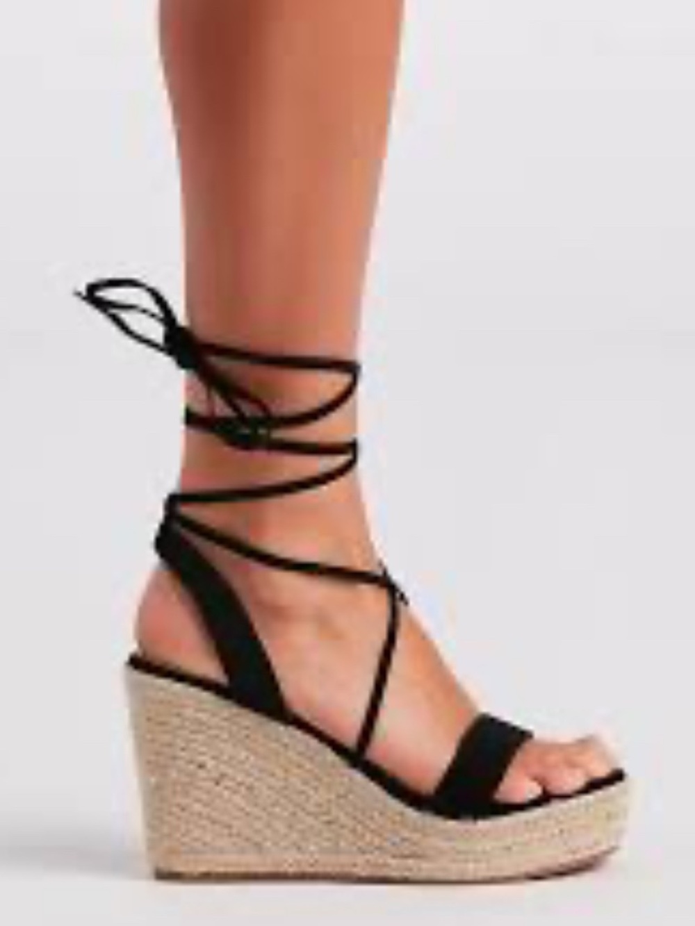 Brand New in box Black Lace-Up Espadrille Wedges~
